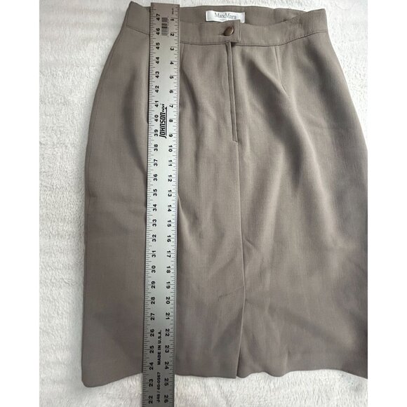 MaxMara Womens Wool Blend Pencil Skirt Size 10 Taupe Made in Italy Career Office - Picture 8 of 8
